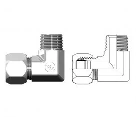 90 Degree Male Elbow Tube End to Male Pipe End