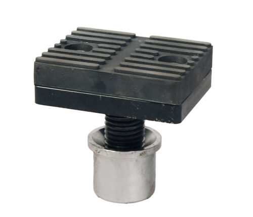 Rubber foot with metal screw base