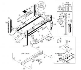 Parts Breakdown for Atlas 412A 4-Post Auto Lift Alignment