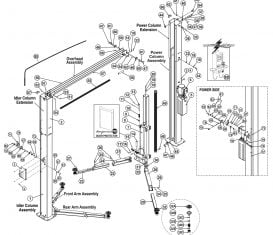 Parts Breakdown Schematic for Challenger E10 2-Post Lift