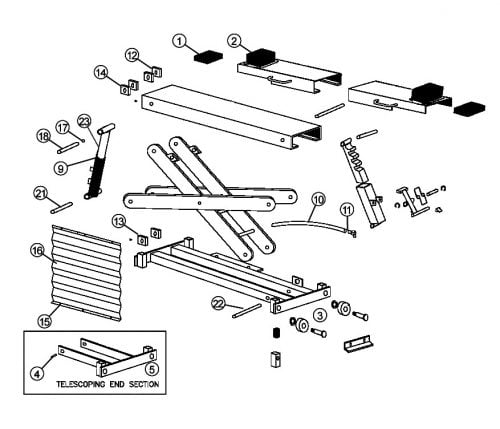 Parts Breakdown for Rotary Lift Rolling Jack RJ6000