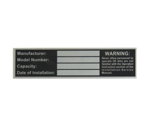 BH-9990-01 Equipment Name Plate with Adhesive Back