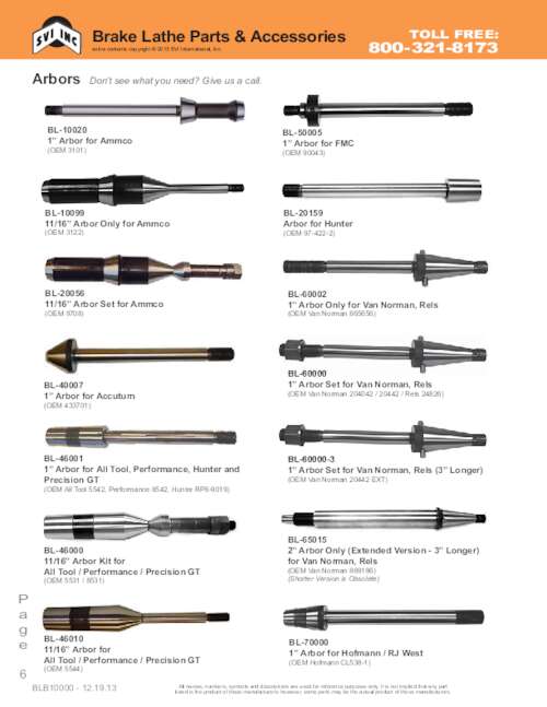 Brake Lathe Arbors SVI International, Inc.
