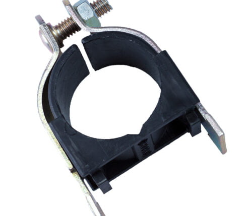 ¾” strut cushion clamp for Fastpipe modular aluminum compressed air piping.