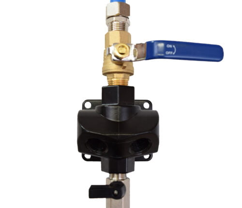 1/2” Multi-Port Wall Outlet with Shutoff and 1/2” NPT x 4.