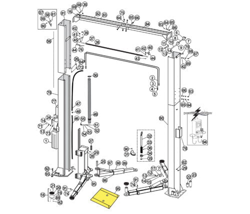 Parts for Atlas Lift PVL12 Platinum 2-Post Lift