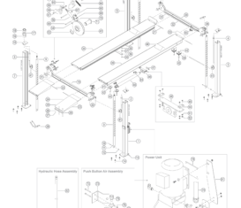 Parts breakdown for BendPak HD-9ST above ground, surface mount, 4-post lifts.