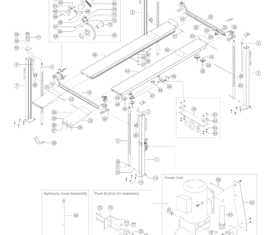 Parts breakdown for BendPak above ground, surface mount, 4-post lifts.