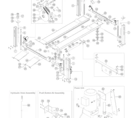 Parts breakdown for BendPak HDS-35X above ground, surface mount, 4-post lifts.