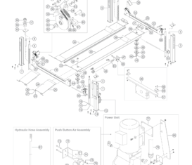 Parts breakdown for BendPak HDS-35 above ground, surface mount, 4-post lifts.
