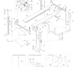 Parts breakdown for BendPak HD-9XL Parking above ground, surface mount, 4-post lifts.