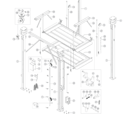 Parts breakdown for PL-14000XR Parking above ground, surface mount parking lifts.