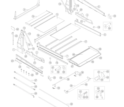 Parts breakdown for PLT-6S Parking above ground, surface mount parking lifts.