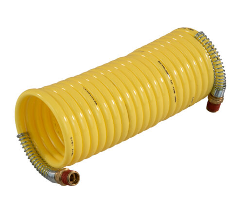 ¼” 15’ Yellow Recoil Hose for Rotary Lifts (SVI part number BH-7557-1071 and OEM reference number S130160).